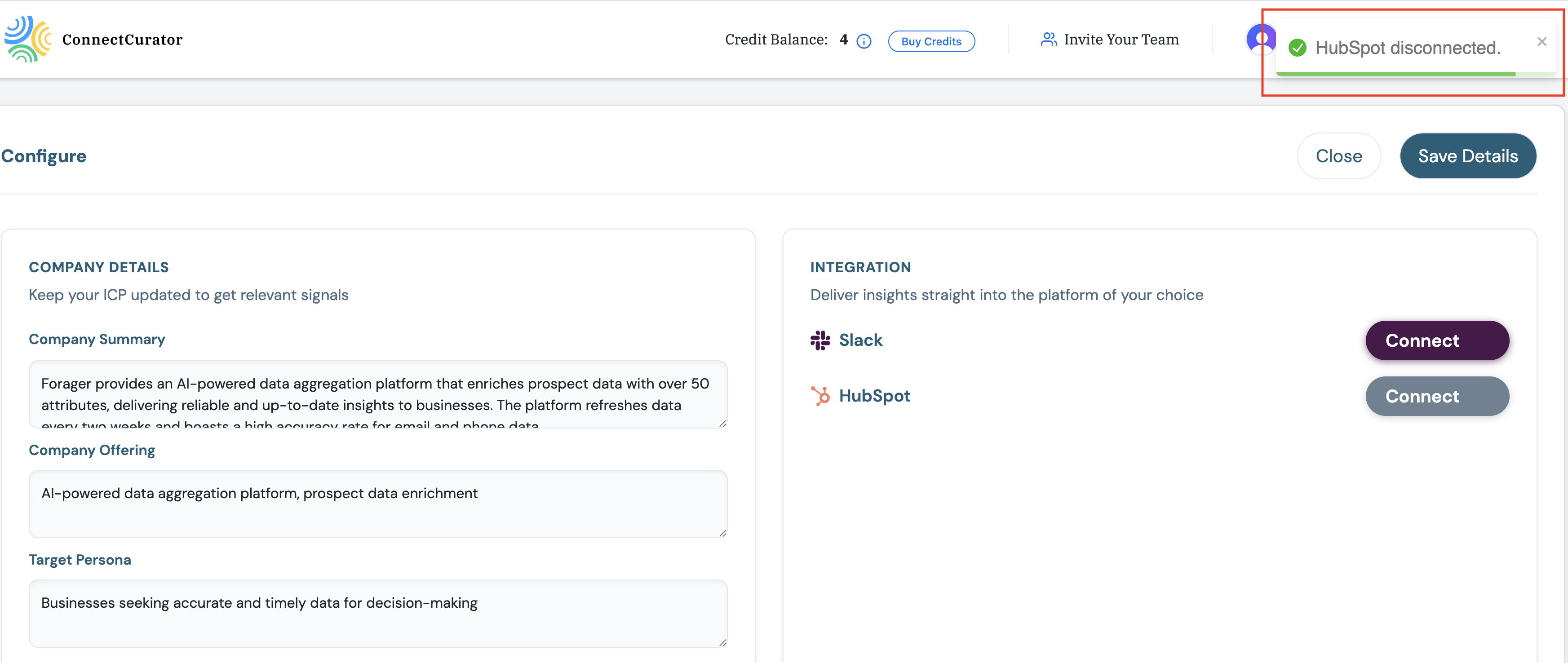 Screenshot: Disconnect confirmation dialog.
