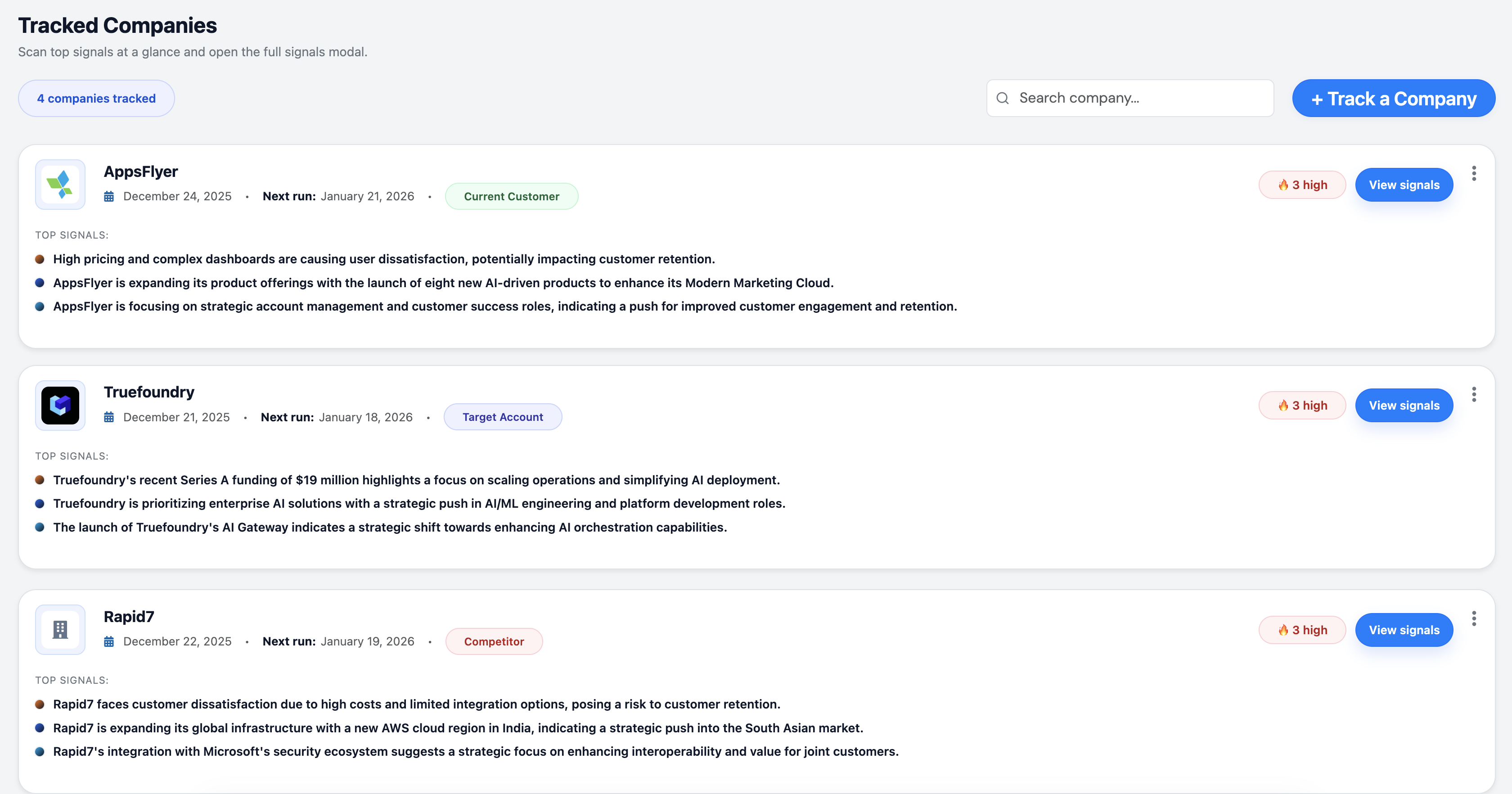Placeholder: example screenshot of account-level signals surfaced by ConnectCurator.ai